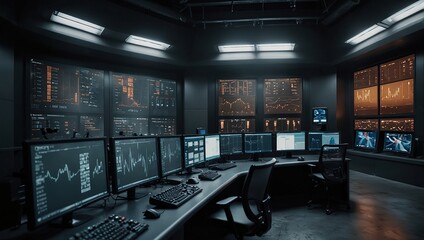 Modern Grain Storage Control Room with Real-Time Data Displays for Efficient Monitoring and Management