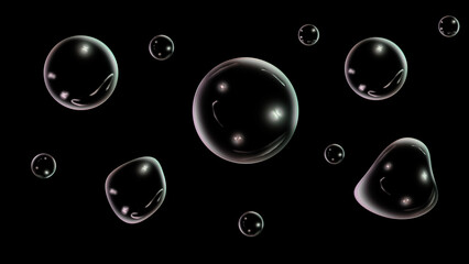 set of bubble on black background, screen overlay