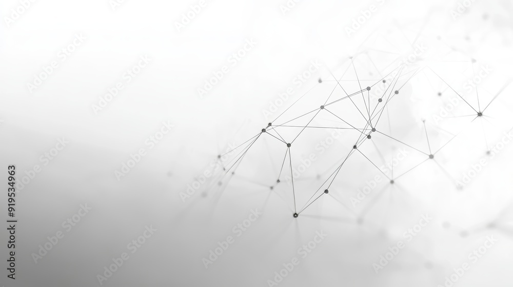 Poster an abstract background with dots and lines representing a cyber technology concept with a futuristic
