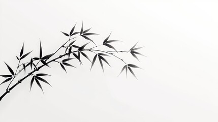 Obraz premium Elegant bamboo stalk, traditional Chinese ink brush painting, intricate details, serene composition, emphasizes grace and resilience, ideal for cultural art appreciation or decor.