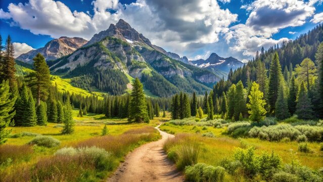 Scenic views of Tibble Fork hiking trail in Lone Peak Wilderness, Utah , Rocky Mountains, landscape