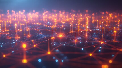 Fototapeta premium Bright nodes connected by light, forming a dynamic network of interconnected data.