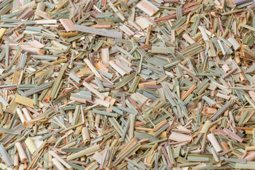 Dried lemon grass, close-up. An aromatic herb for dishes and drinks.