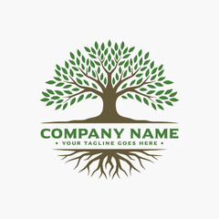 Obraz premium Abstract tree with roots logo design