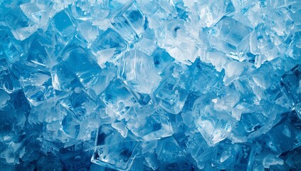 The textured cracked and thin blue frozen glass shows a cool color tone