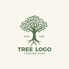 Obraz premium Abstract tree with roots logo design