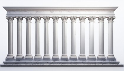 Obraz premium classical white marble columns isolated on white background ancient greek or roman architecture elements cut out 3d rendering