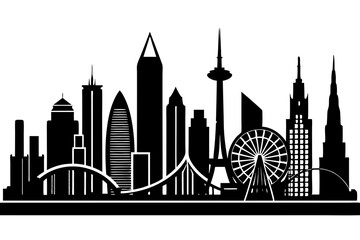 Silhouette of a modern urban skyline. Vector illustration 
