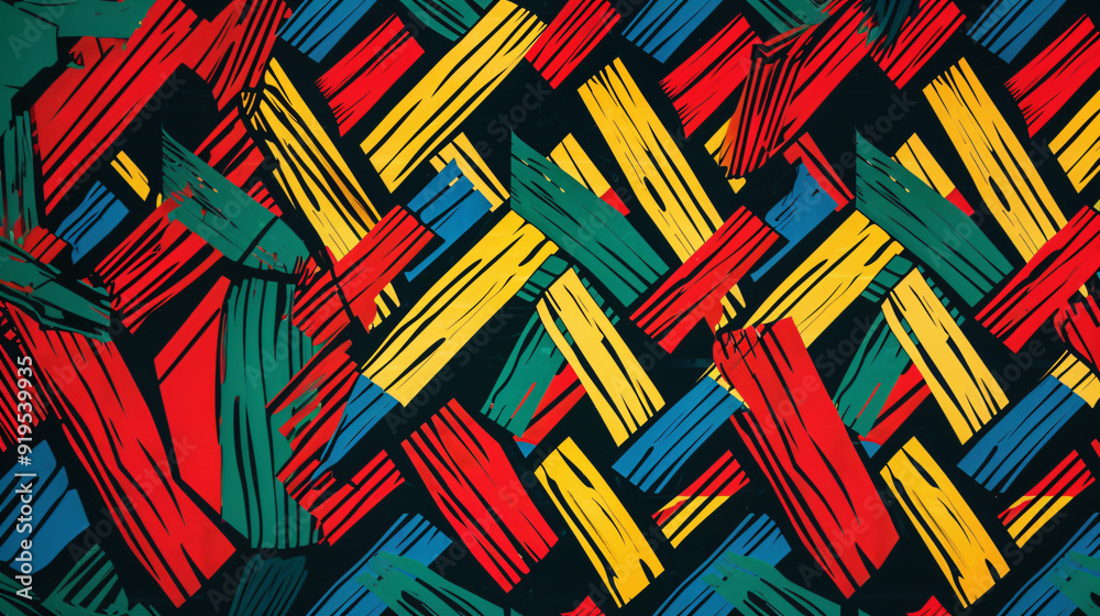 Leinwandbilder abstract seamless pattern with colorful brush strokes creating a dynamic and energetic composition