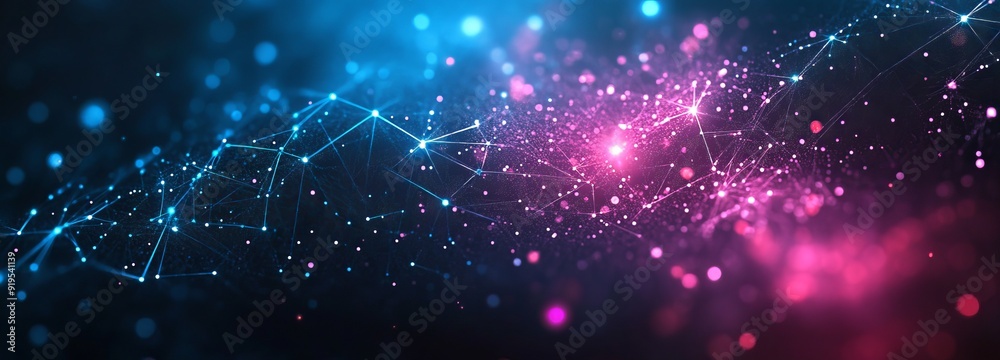 Poster technology background with digital dots and lines. plexus effect with network connections.