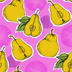 Seamless pattern with pears. Trendy hand drawn textures. Modern abstract design for paper, cover, fabric, interior decor and other users