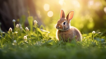 cute animal pet rabbit or bunny smiling and laughing isolated with copy space for easter background, rabbit, animal, pet, cute, fur, ear, mammal, background, celebration, generate by AI