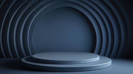 Obraz premium Virtual Showcase: Modern Empty Round Podium in Vector Style Environment