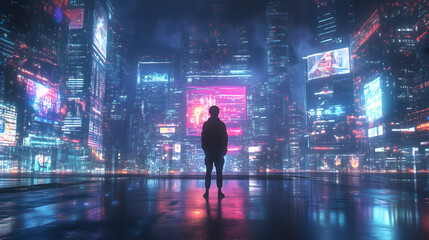 Fototapeta premium Cyberpunk City at Night