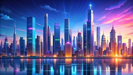 Metaverse cityscape side view  widescreen, metaverse, cityscape, virtual world, futuristic, technology