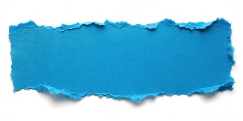 Fototapeta premium Torn blue paper with jagged edges on a white background , ripped, torn, blue, paper, texture, abstract