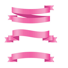 Obraz premium Pink shiny ribbon vector banners set of ribbon label pink bow curly ribbon wavy wavy ribbon.