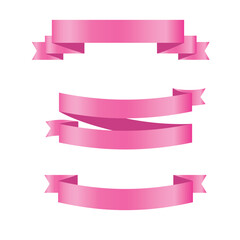 Pink shiny ribbon vector banners set of ribbon label pink bow curly ribbon wavy wavy ribbon.