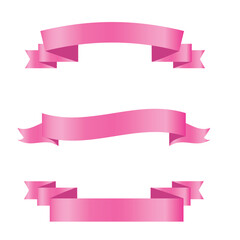 Pink shiny ribbon vector banners set of ribbon label pink bow curly ribbon wavy wavy ribbon.