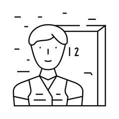 apartment maintenance technician repair worker line icon vector. apartment maintenance technician repair worker sign. isolated contour symbol black illustration