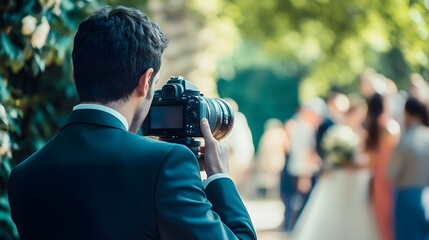 78. A wedding photographer capturing moments at a wedding ceremony