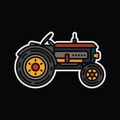Original vector illustration. The contour icon of a retro tractor, agricultural and industrial purpose.