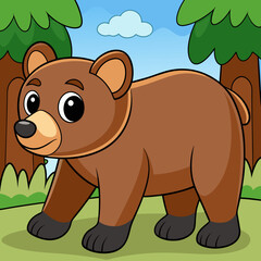 Bear walking in forest art vector