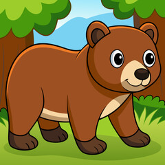 Obraz premium Bear walking in forest art vector