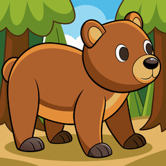 Obraz premium Bear walking in forest art vector