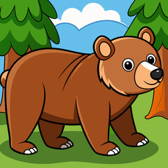Bear walking in forest art vector
