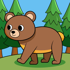Bear walking in forest art vector