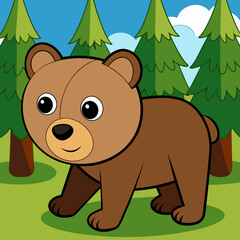 Bear walking in forest art vector