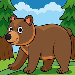 Bear walking in forest art vector