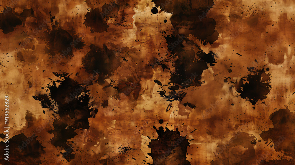 Poster creating a textured background with coffee stains on vintage parchment paper