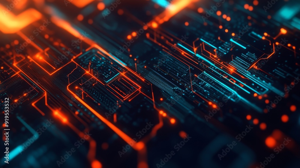 Poster the technology background is composed of a series of points and lines/circuits. it can be used as a 