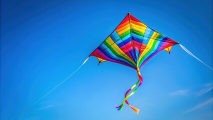 Colorful Thai kite flying in clear blue sky background, Thai, kite, colorful, clear sky, flying, traditional, culture, vibrant