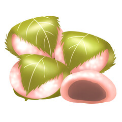 sakura mochi. graphic. sticker. cartoon.