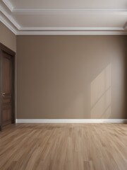 Fototapeta premium An empty space in a room with brow wall in the morning