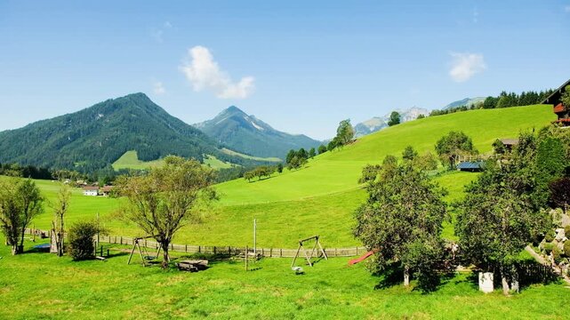 Mountains and meadows in Hinterthiersee near Kufstein in Tirol, Austria