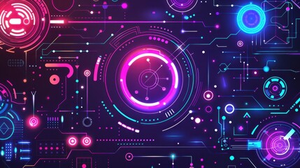 Abstract digital artwork incorporates a circle background. The design is geometric and circular.