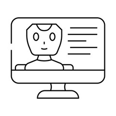 virtual chat bot line icon vector. virtual chat bot sign. isolated contour symbol black illustration