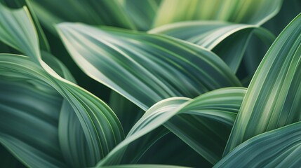 Obraz premium Abstract leaves create a unique wallpaper, a design that showcases natural colors. Green artwork, a depiction of leaf patterns.