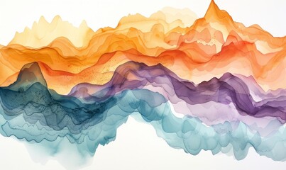 Watercolor abstract tidal formations on white.