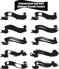 Ribbon Scroll Frame   Flat Black Silhouette Vector Art Bundle