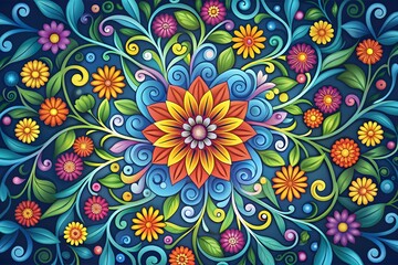 A close up of a bunch of colorful paper flowers, fanciful floral mandelbulb. Beautiful picture of flowers.