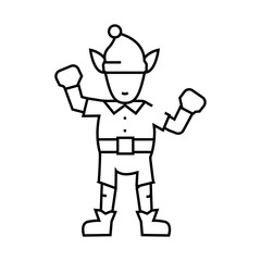 elf cute xmas line icon vector. elf cute xmas sign. isolated contour symbol black illustration