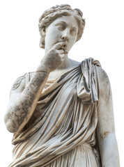 Obraz premium PNG Ancient marble statue pondering