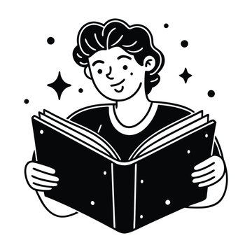 Stylized Silhouette of a Book Reader
