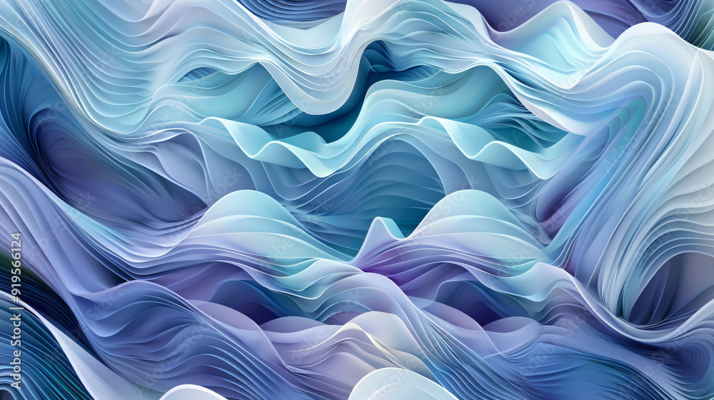 Leinwandbilder organic wavy pattern with depth of field in blue and purple tones, creating an abstract background