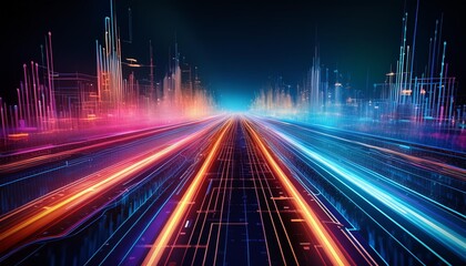 Obraz premium Innovative it roadmap visual Showcasing futuristic technology and strategic planning in vibrant colors and dynamic layout